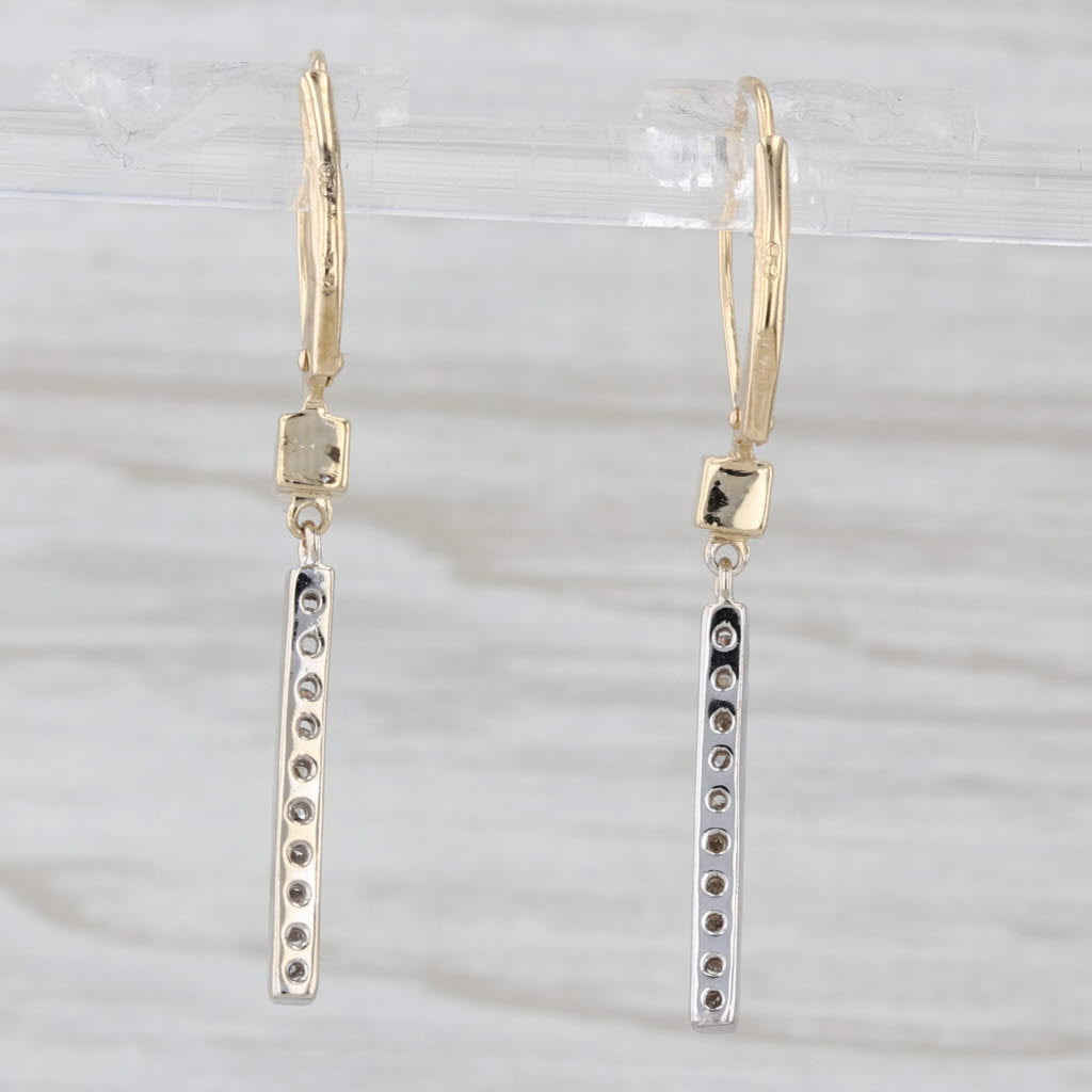 Light Gray 0.25ctw Diamond Journey Dangle Earrings 14k Yellow Gold Leverbacks