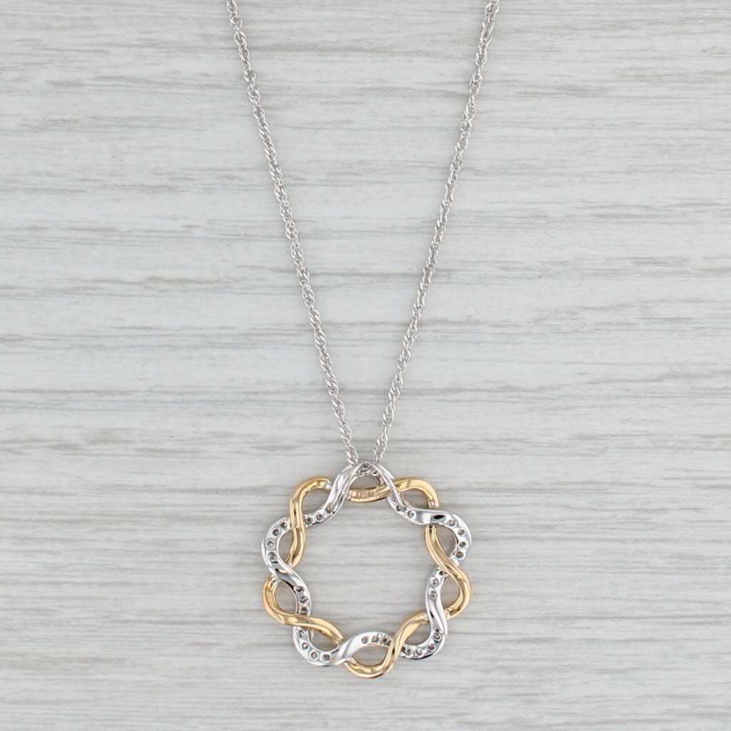 Allison Kaufman New 0.35ctw Diamond Circle Pendant Necklace 14k Gold 18"