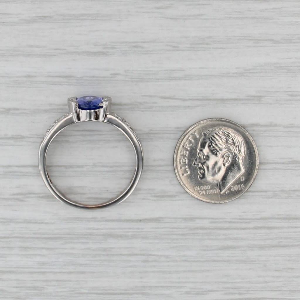 2.02ctw Oval Tanzanite Diamond Ring 18k White Gold Size 7.75