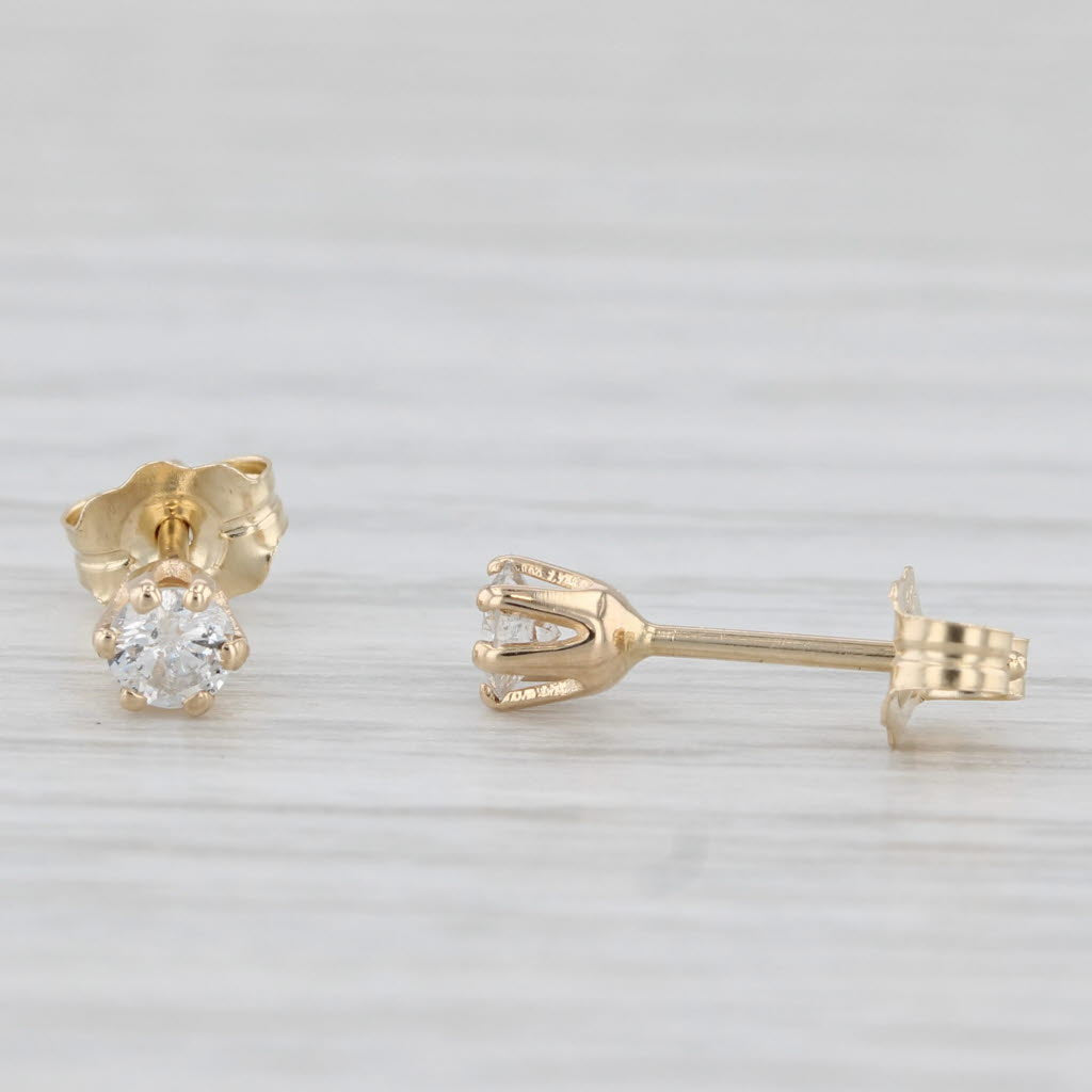 Light Gray 0.20ctw Round Diamond Solitaire Stud Earrings 14k Yellow Gold