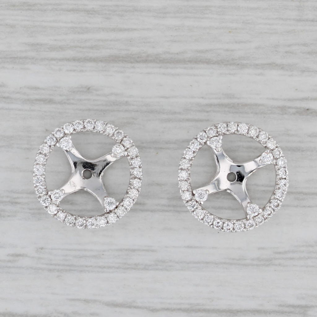 Gray New 0.34ctw Diamond Halo Circle Earring Jackets Enhancers 18k Gold for Studs