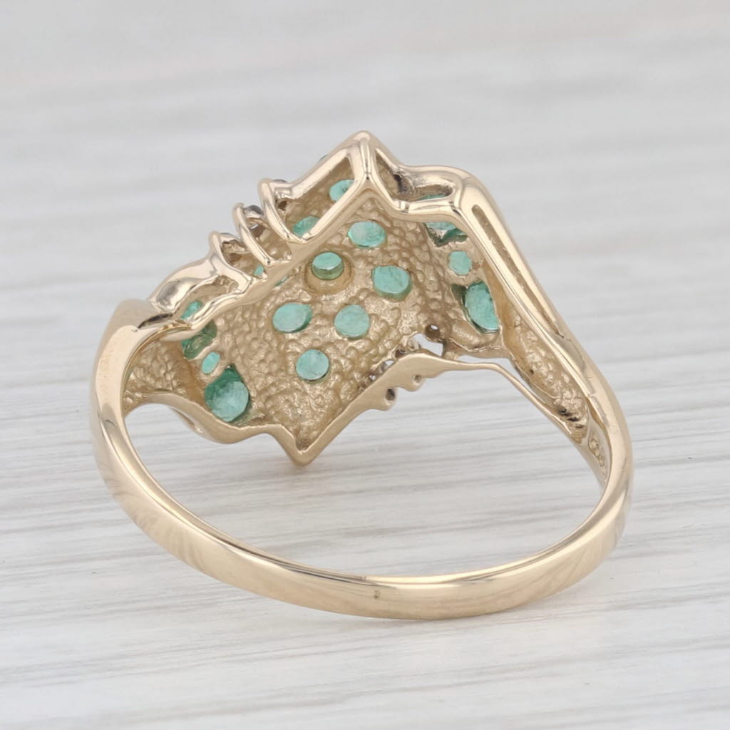 Light Gray 0.77ctw Emerald Diamond Cluster Ring 14k Yellow Gold Size 9
