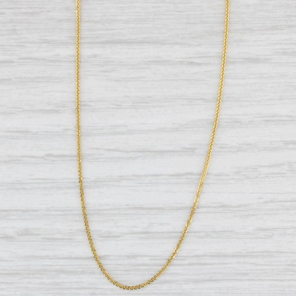 Light Gray New Wheat Chain Necklace 18" 1mm 14k Yellow Gold