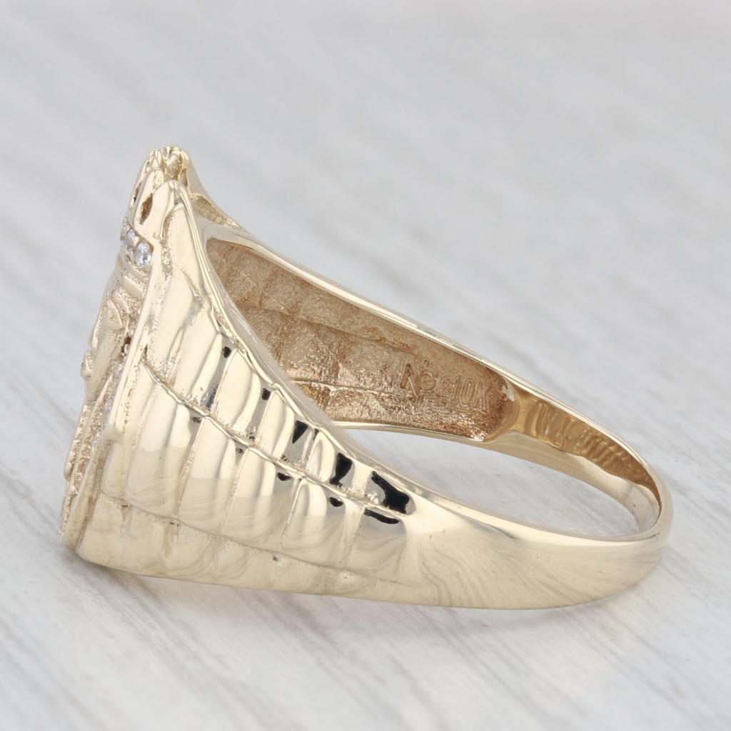 Light Gray Men's 0.40ctw Cubic Zirconia Pharaoh Ring 10k Yellow Gold Size 12.5