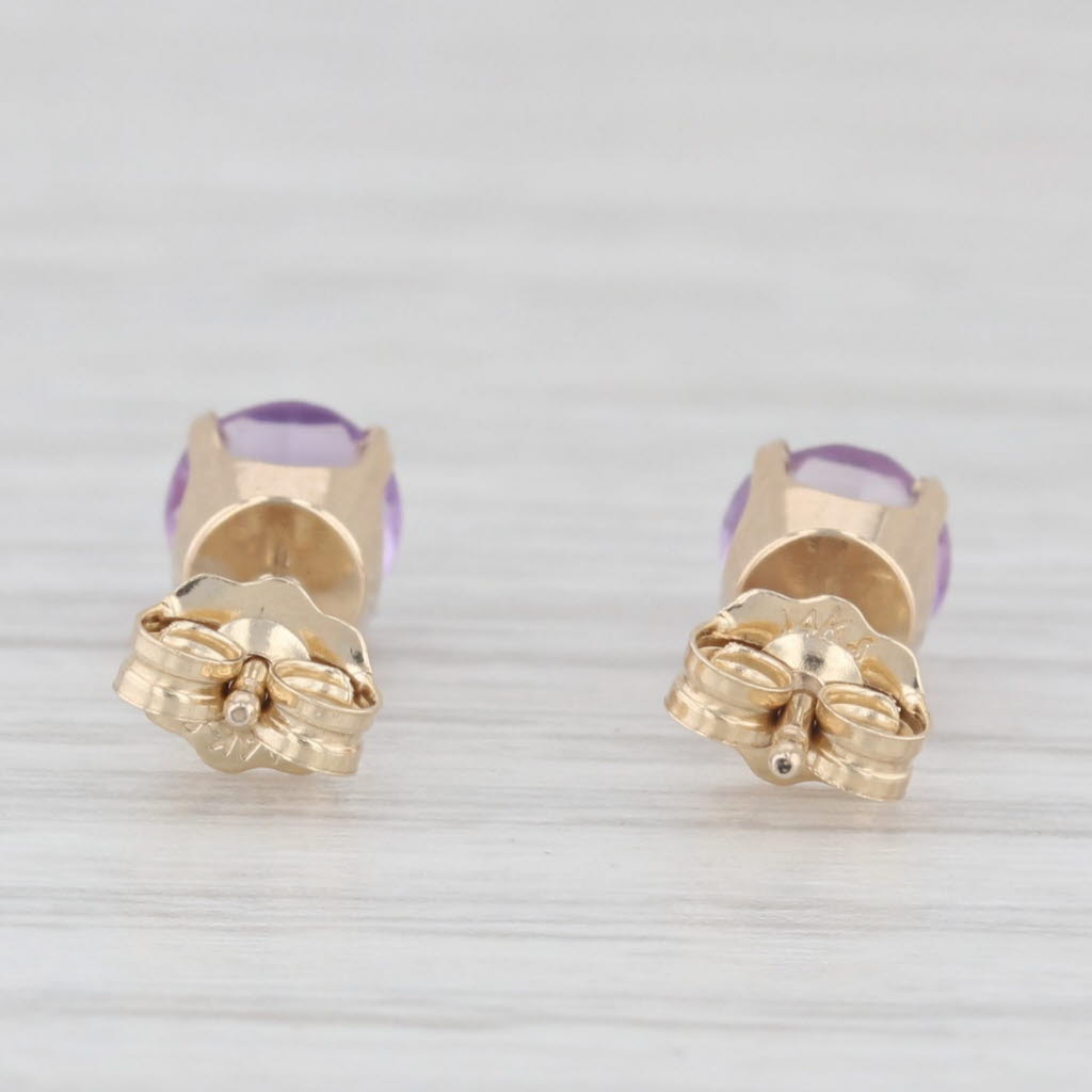 Light Gray 0.90ctw Round Amethyst Solitaire Stud Earrings 14k Yellow Gold