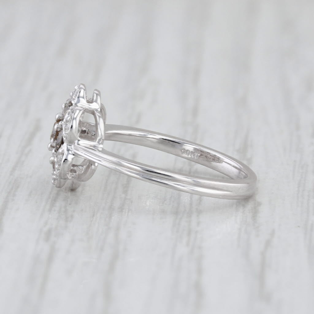 0.40ctw Champagne Diamond Flower Ring 10k Whtie Gold Size 5