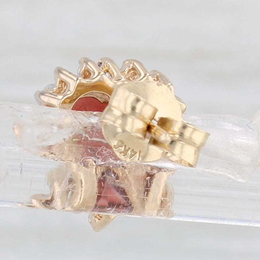 Light Gray 2ctw Garnet Diamond Halo Heart Stud Earrings 14k Yellow Gold