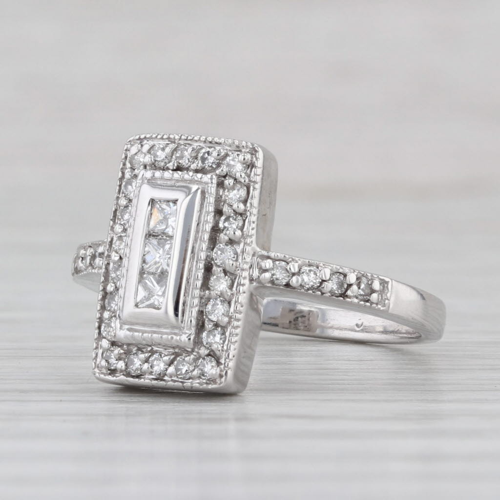 0.35ctw Diamond Halo Ring 14k White Gold Size 7