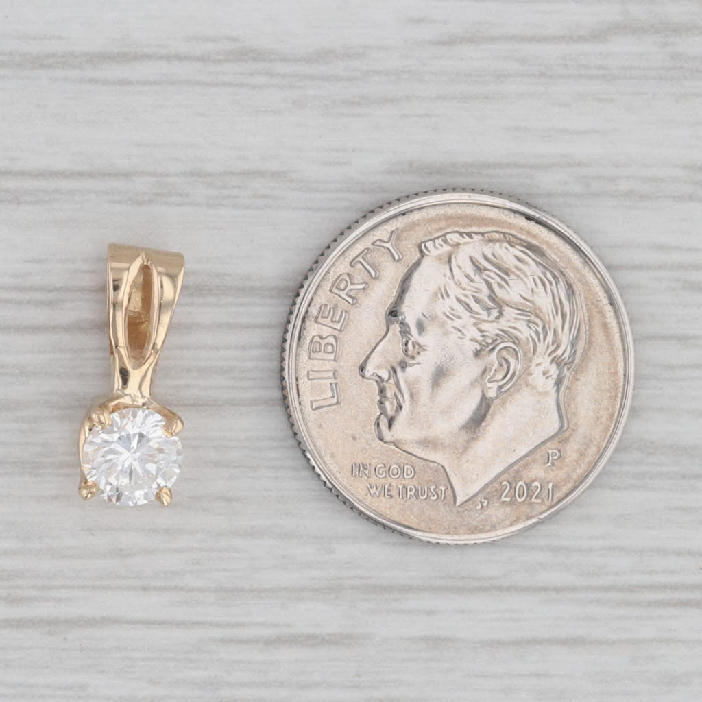 Gray 0.48ct Diamond Solitaire Pendant 14k Yellow Gold Round Brilliant Small Drop