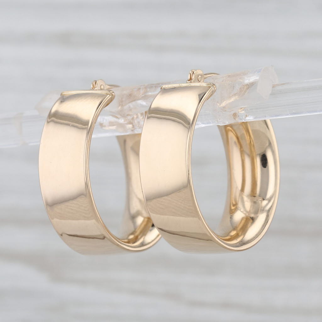 Hoop Earrings 14k Yellow Gold Snap Top Round Hoops 20.2 x 6.8mm