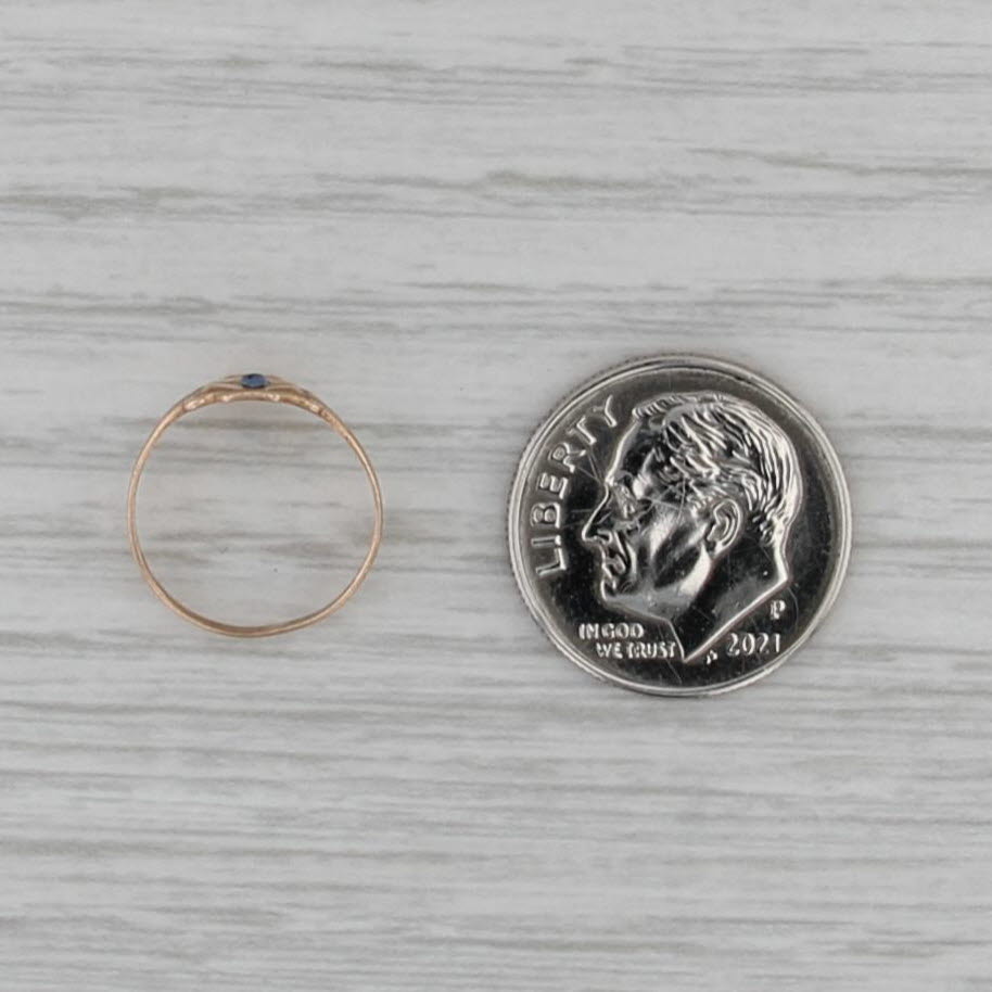 Ostby Barton Antique Blue Glass Ring 10k Yellow Gold Size 1 Imitation Sapphire