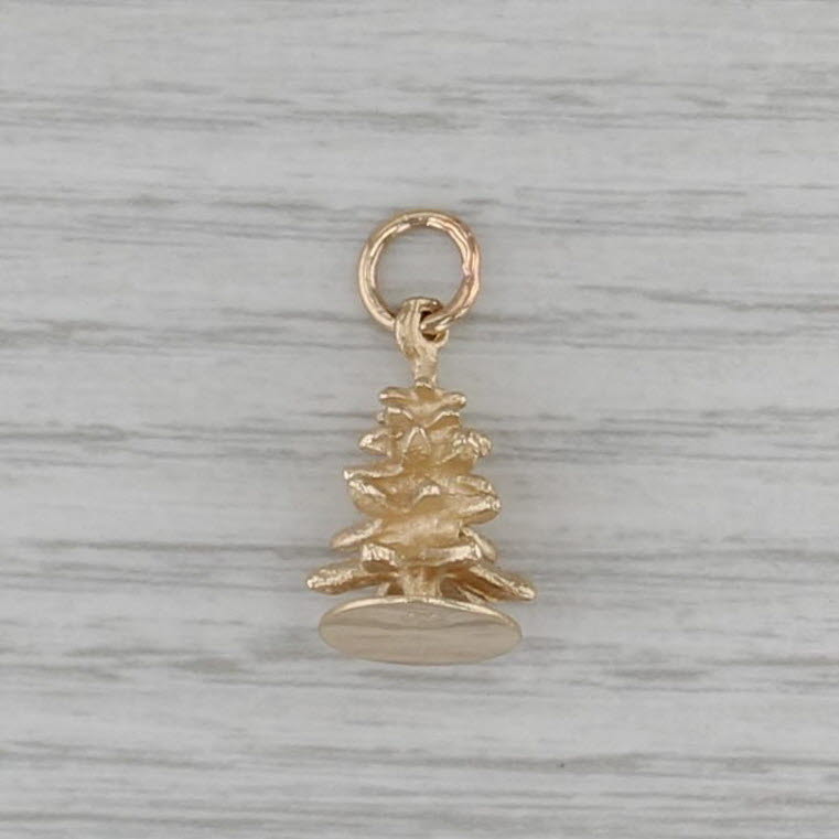 Vintage Christmas Tree Charm 14k Yellow Gold Pendant