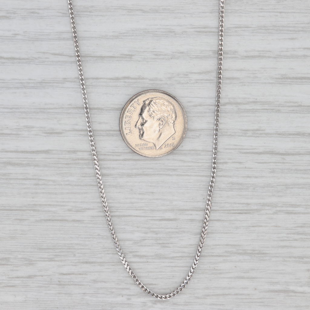 Gray Wheat Chain Necklace 18k White Gold 16" 1.2mm