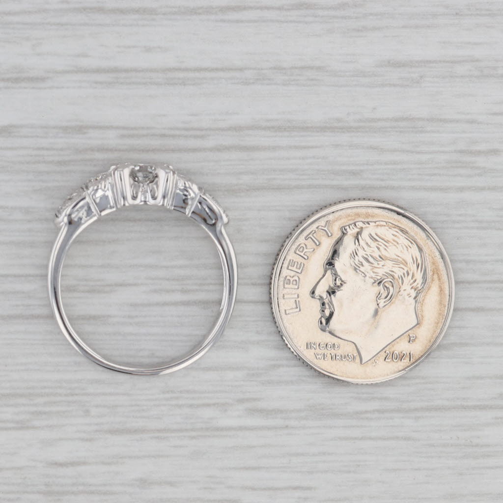 Gray Vintage 0.35ctw Round Diamond Engagement Ring 14k White Gold Size 5