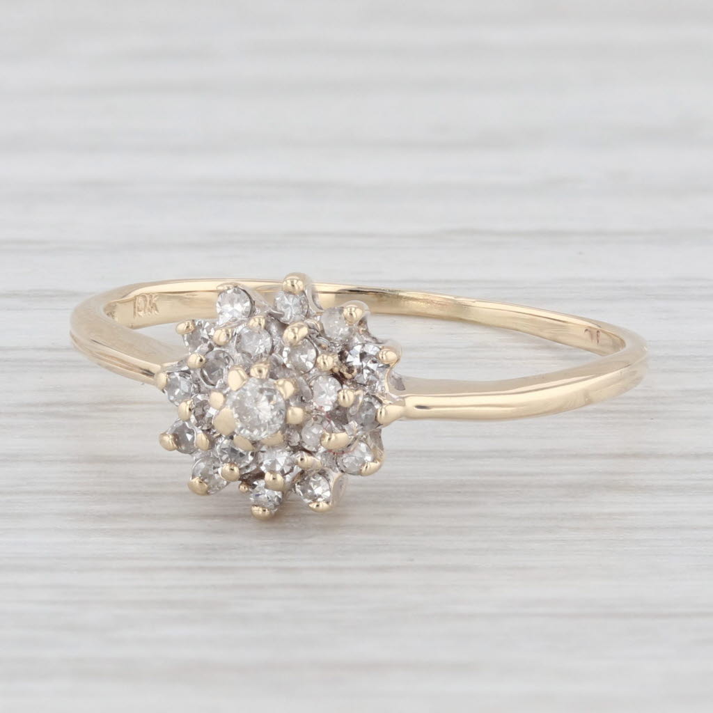 Light Gray 0.18ctw Round Diamond Cluster Engagement Ring 10k Yellow Gold Size 8.25