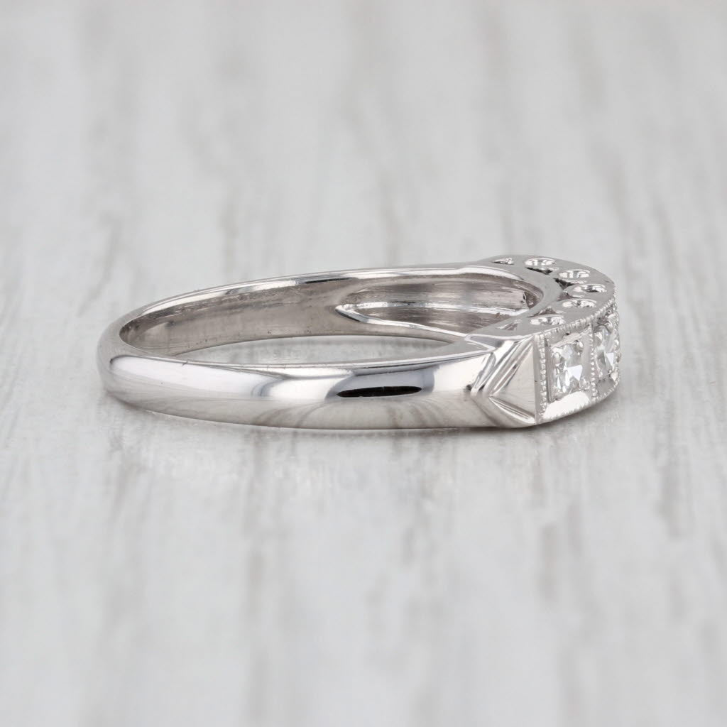 Vintage 0.21ctw Diamond Wedding Band 14k White Gold 5-Stone Size 8.25