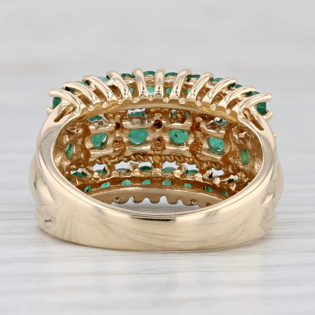 Light Gray 1.55ctw Emerald Diamond Multiband Ring 10k Yellow Gold Size 7.25 Cocktail