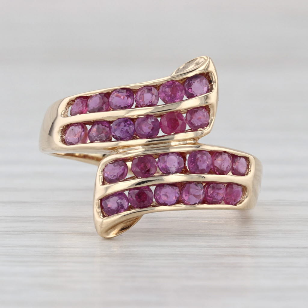 1.10ctw Ruby Bypass Ring 14k Yellow Gold Size 7.25