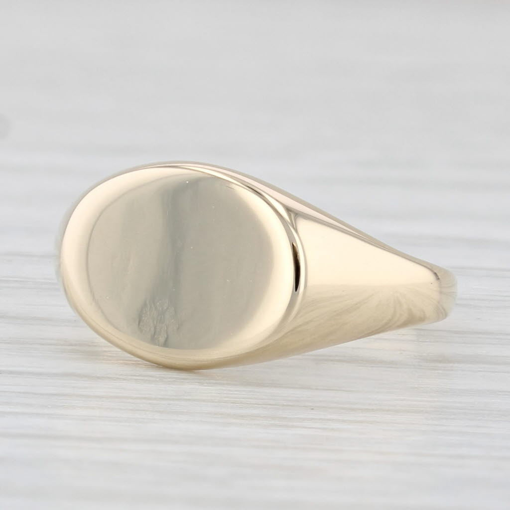 Light Gray Vintage Engravable Signet Ring 10k Yellow Gold Size 4.75 PSCo