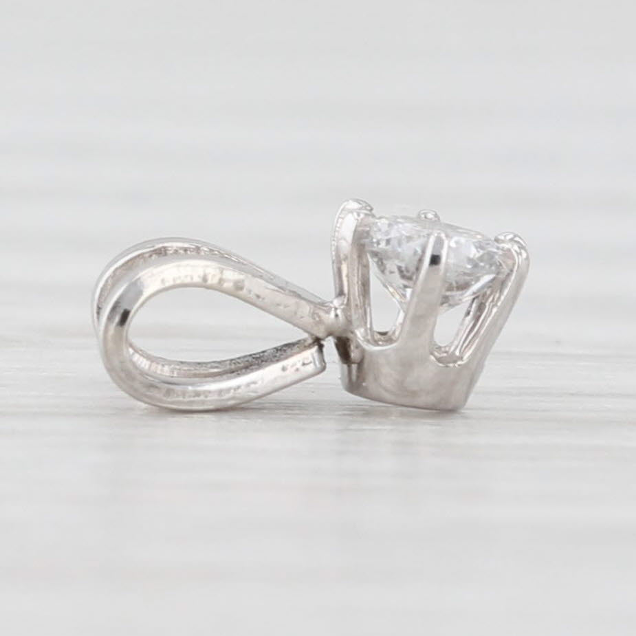 Light Gray New 0.11ct VS2 Round Solitaire Small Drop Pendant 14k White Gold