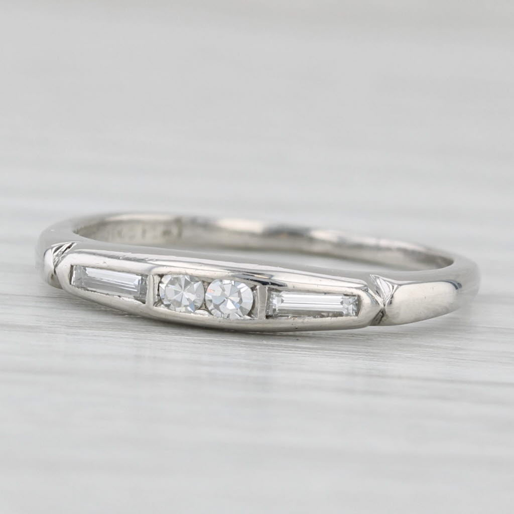 Light Gray 0.12ctw Diamond Wedding Band Platinum Size 5.75 Stackable Ring