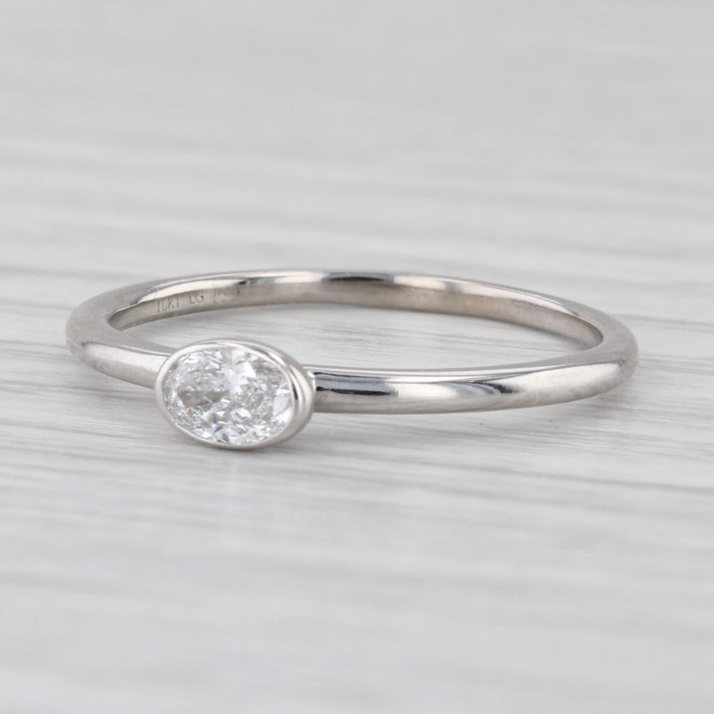 0.28ct Oval Lab Grown Diamond Solitaire Engagement Ring 10k White Gold VS2 F-G