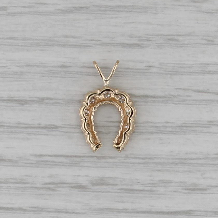 Vintage 0.27ctw Diamond Horseshoe Pendant 14k Yellow Gold Small Drop