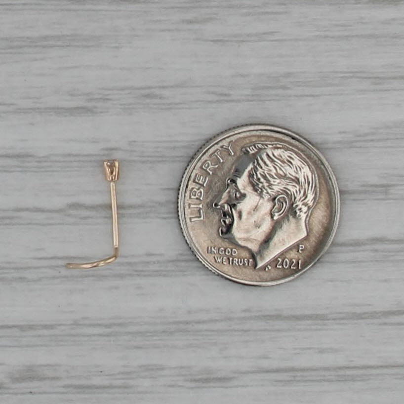 New Diamond Nose Stud Piercing 14k Yellow Gold Round Solitaire Curved Post