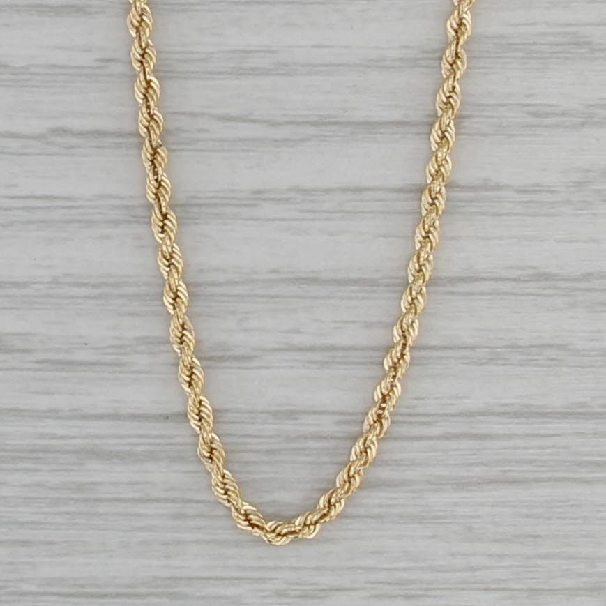 24" 2.1mm Rope Chain Necklace 14k Yellow Gold Italy