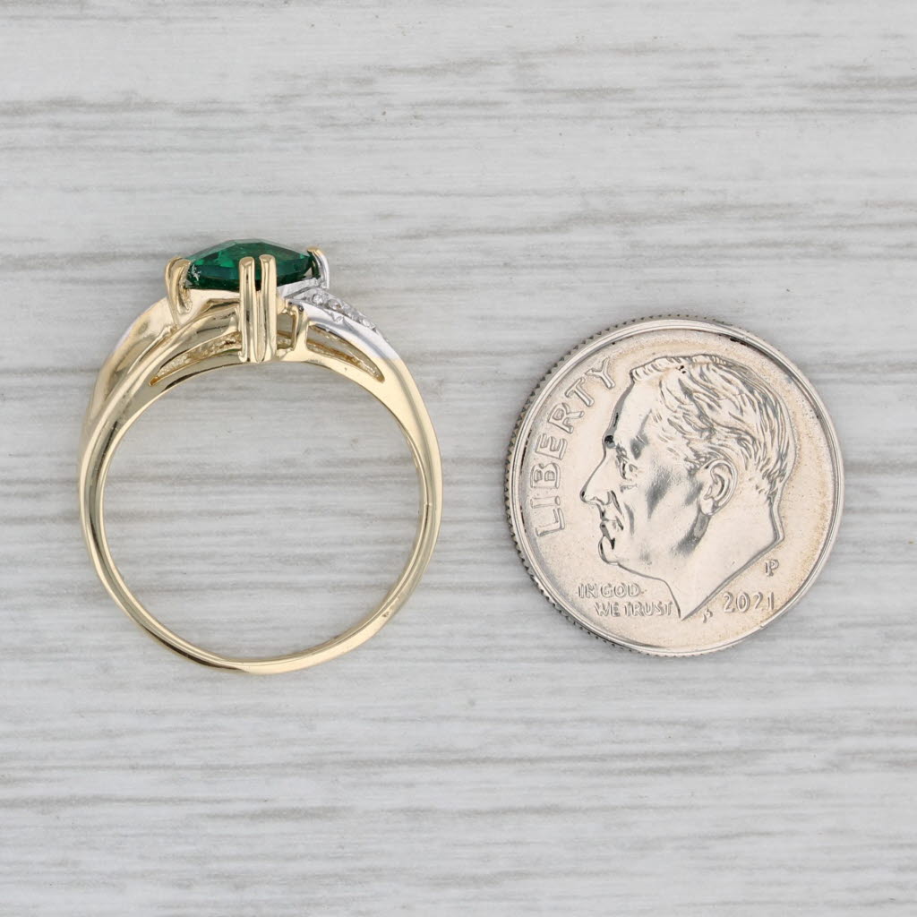 Gray 0.75ct Lab Created Emerald Diamond Ring 10k Yellow Gold Size 5.5