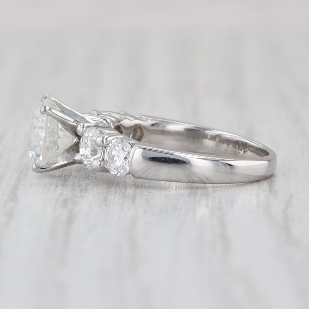 Vintage 2.47ctw Round Diamond Engagement Ring 14k White Gold Size 4.5