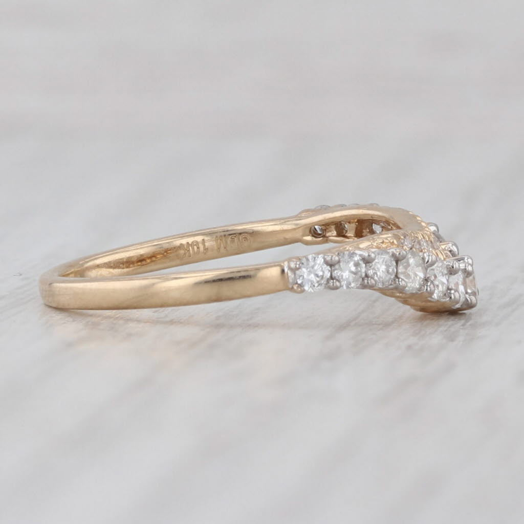 Light Gray Contoured Diamond Ring 10k Yellow Gold Size 7 Wedding Anniversary Band Stackable
