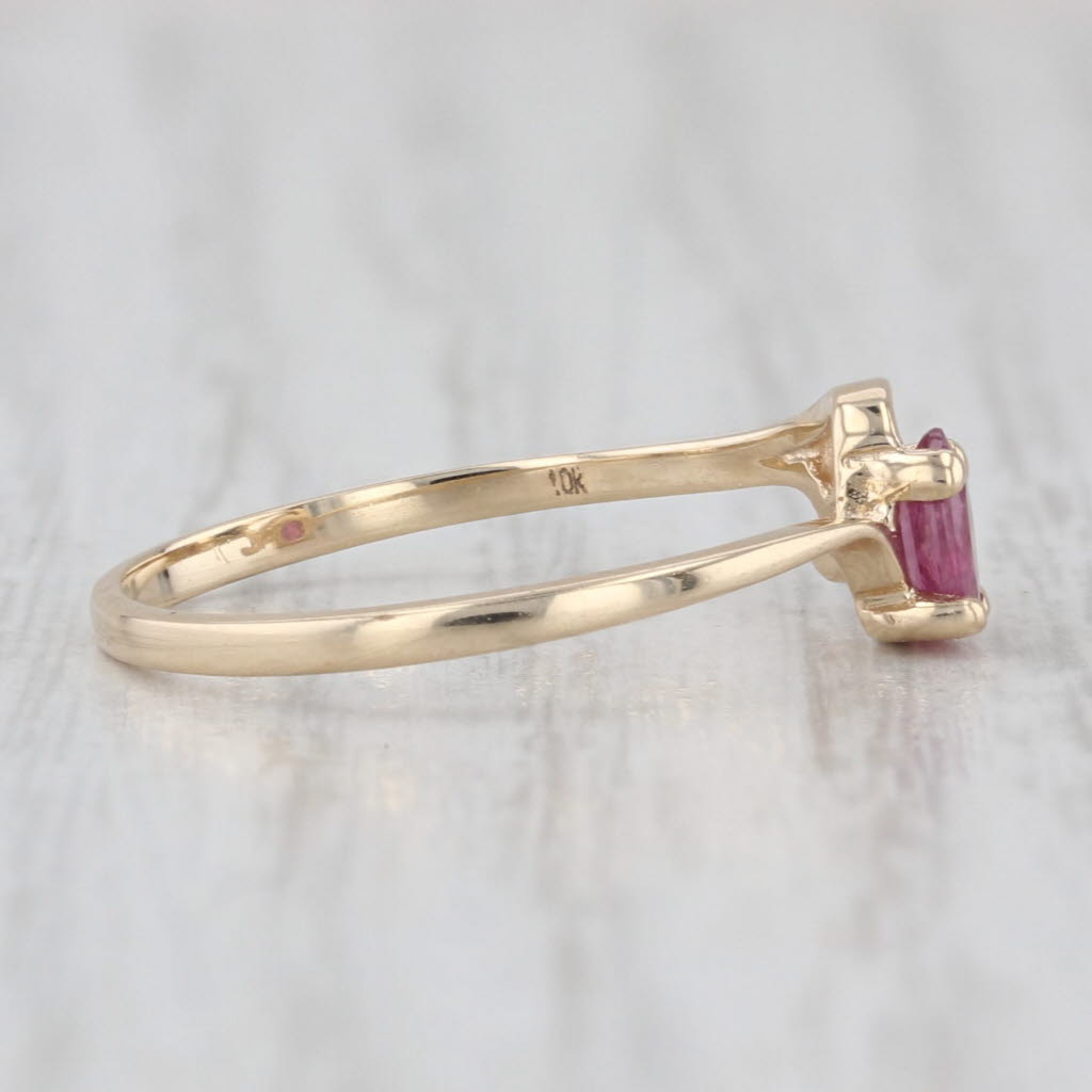 0.23ct Oval Ruby Solitaire Ring 10k Yellow Gold Size 6.25 Bypass