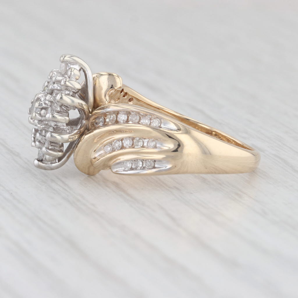 Light Gray 0.33ctw Diamond Cluster Ring 10k Gold Size 7.25 Bypass