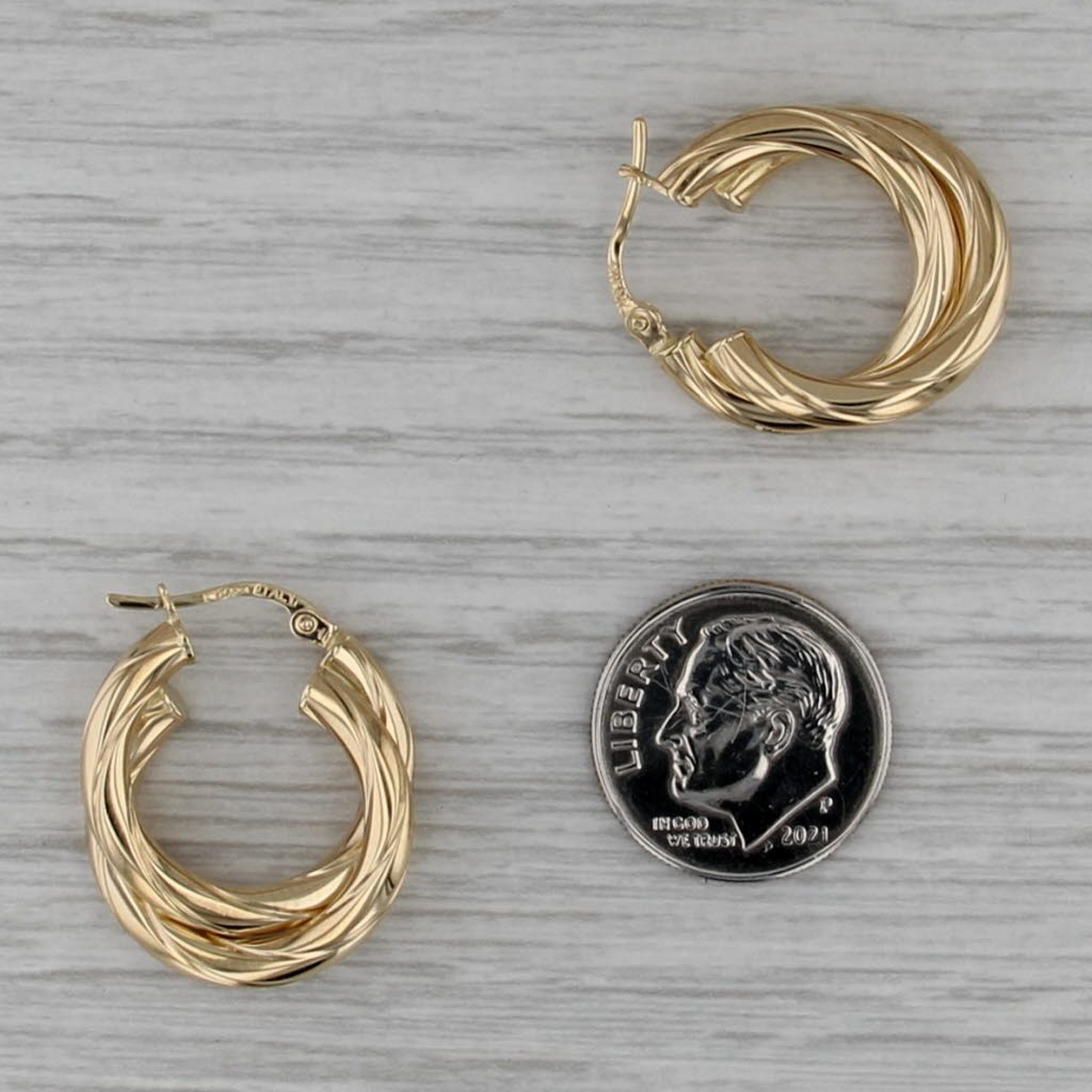 Milor Italy Double Hoop Earrings 18k Yellow Gold Snap Top Round Hoops