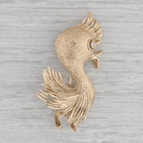 Vintage Diamond Eyed Chicken Brooch 14k Yellow Gold Pin