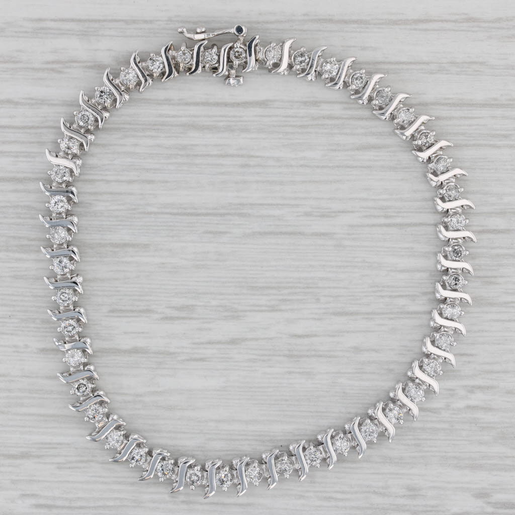 Gray 1.98ctw Diamond Tennis Bracelet 10k White Gold 7" 5.2mm