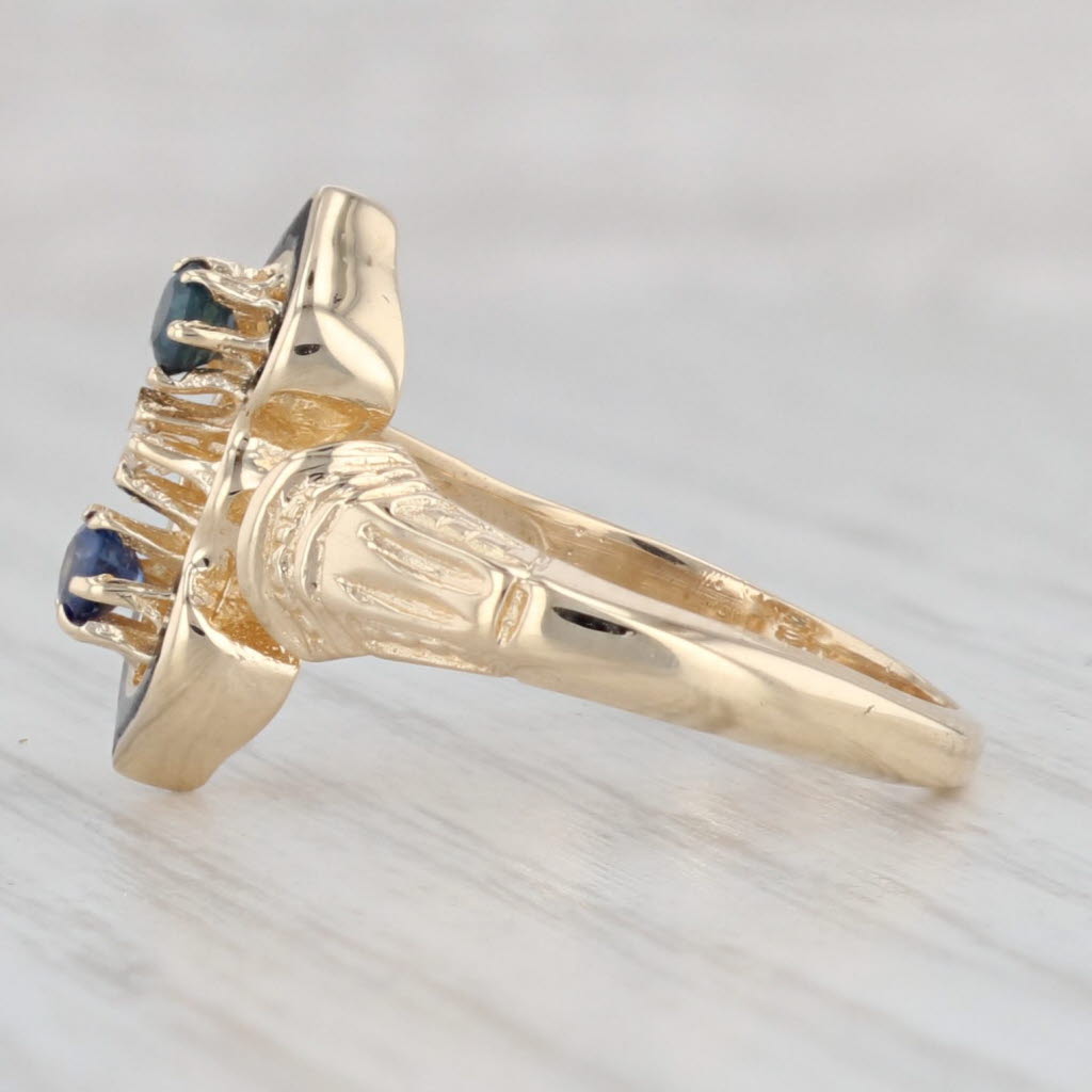 Light Gray Antique 0.30ctw Blue Sapphire Diamond Ring 14k Yellow Gold Size 7