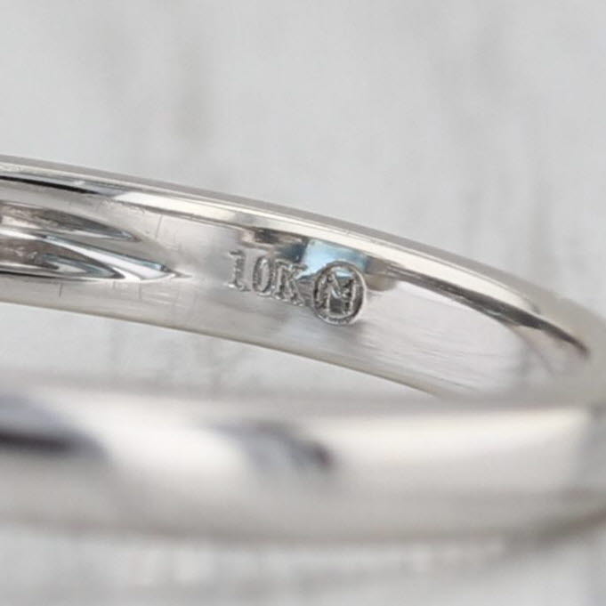 1.34ctw Emerald Cut Blue Topaz Diamond Ring 10k White Gold Size 7.25