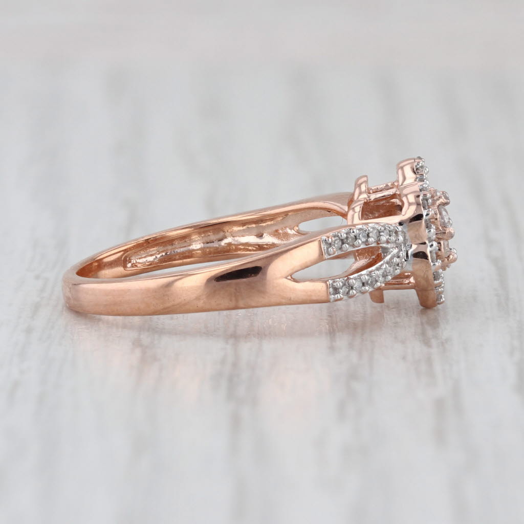 0.25ctw Diamond Flower Cluster Engagement Ring 10k Rose Gold Size 8