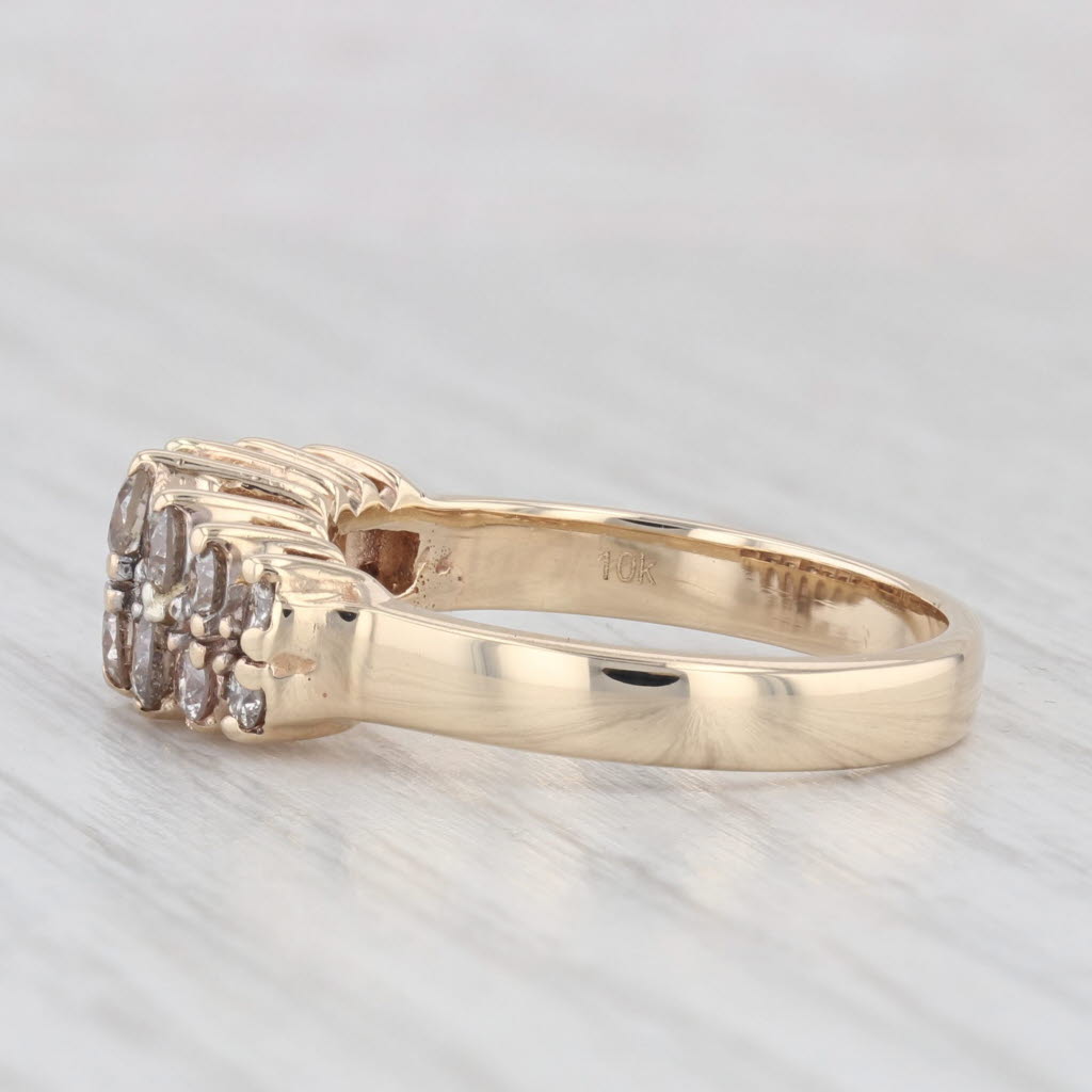 Light Gray 0.90ctw Diamond Tiered Pyramid Ring 10k Yellow Gold Stackable Anniversary
