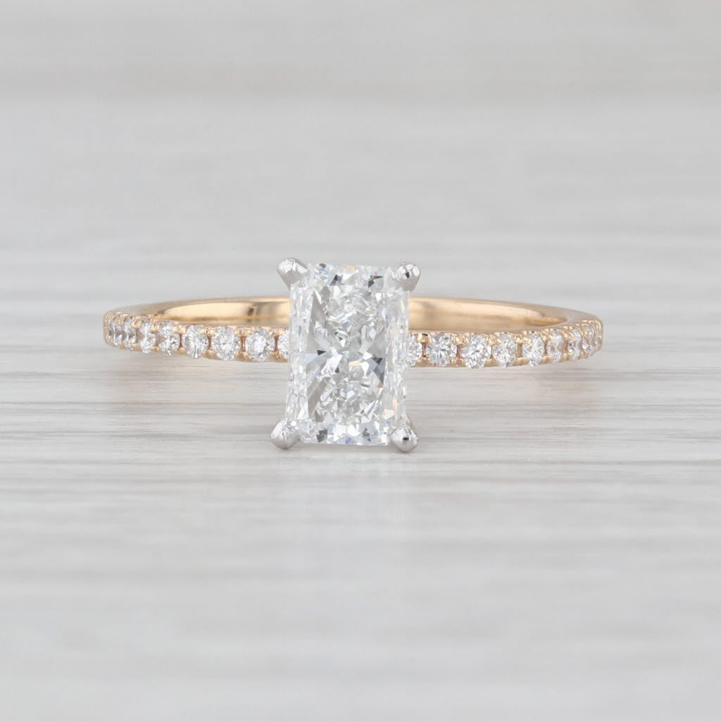 GIA 1.46ctw Radiant Diamond Engagement Ring 14k White Yellow Gold Size 8.25