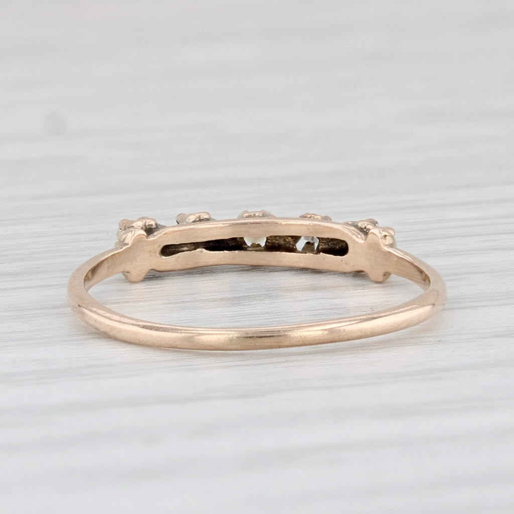 Light Gray Antique Pearl Diamond Ring 10k Yellow Gold Size 6.25 Stackable