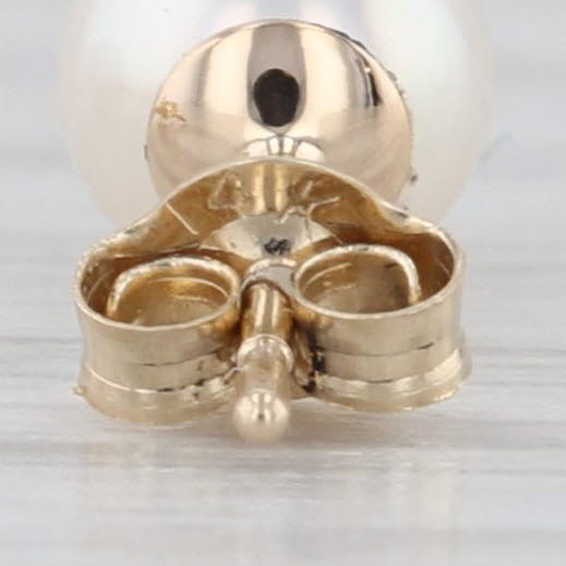 5mm Cultured Pearl Stud Earrings 14k Yellow Gold Round Solitaire Studs