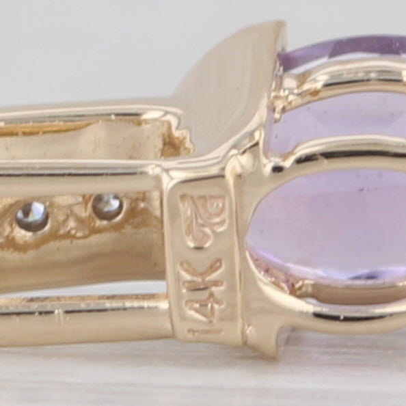 0.63ctw Amethyst Diamond Pendant 14k Yellow Gold Small Drop