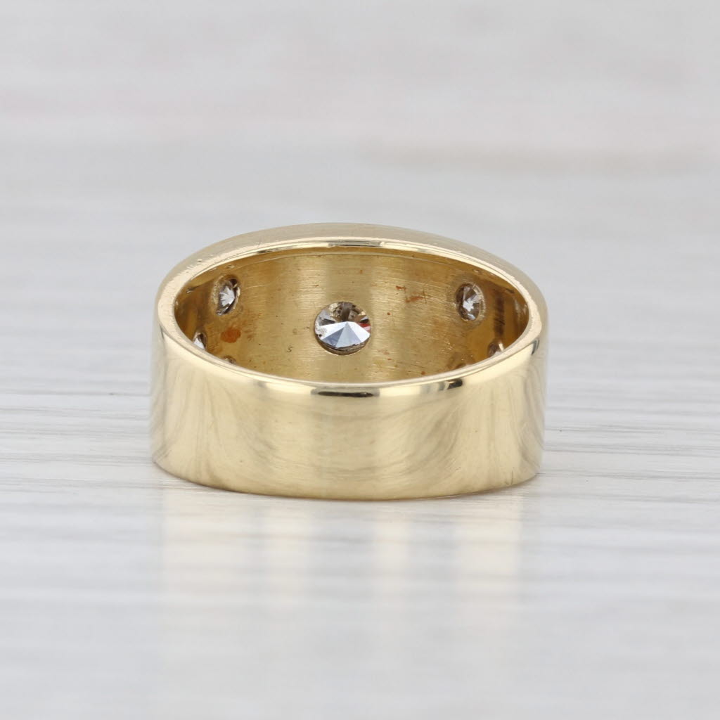 0.66ctw Diamond Dots Ring 18k Yellow Gold Size 5.75 Wide Band Engagement