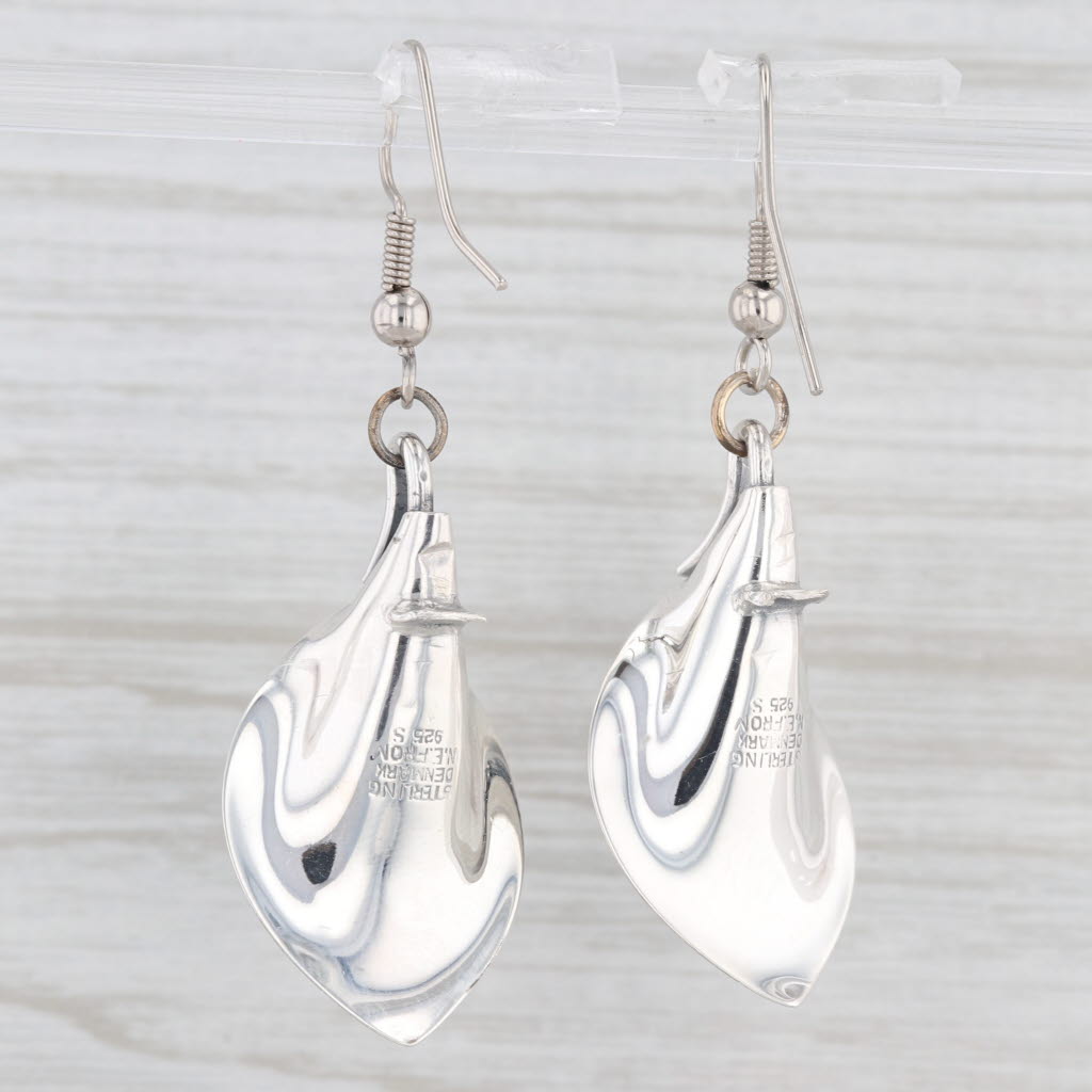 Light Gray Lily Flower Dangle Earrings Sterling Silver Hook Posts Niels Erik From Denmark