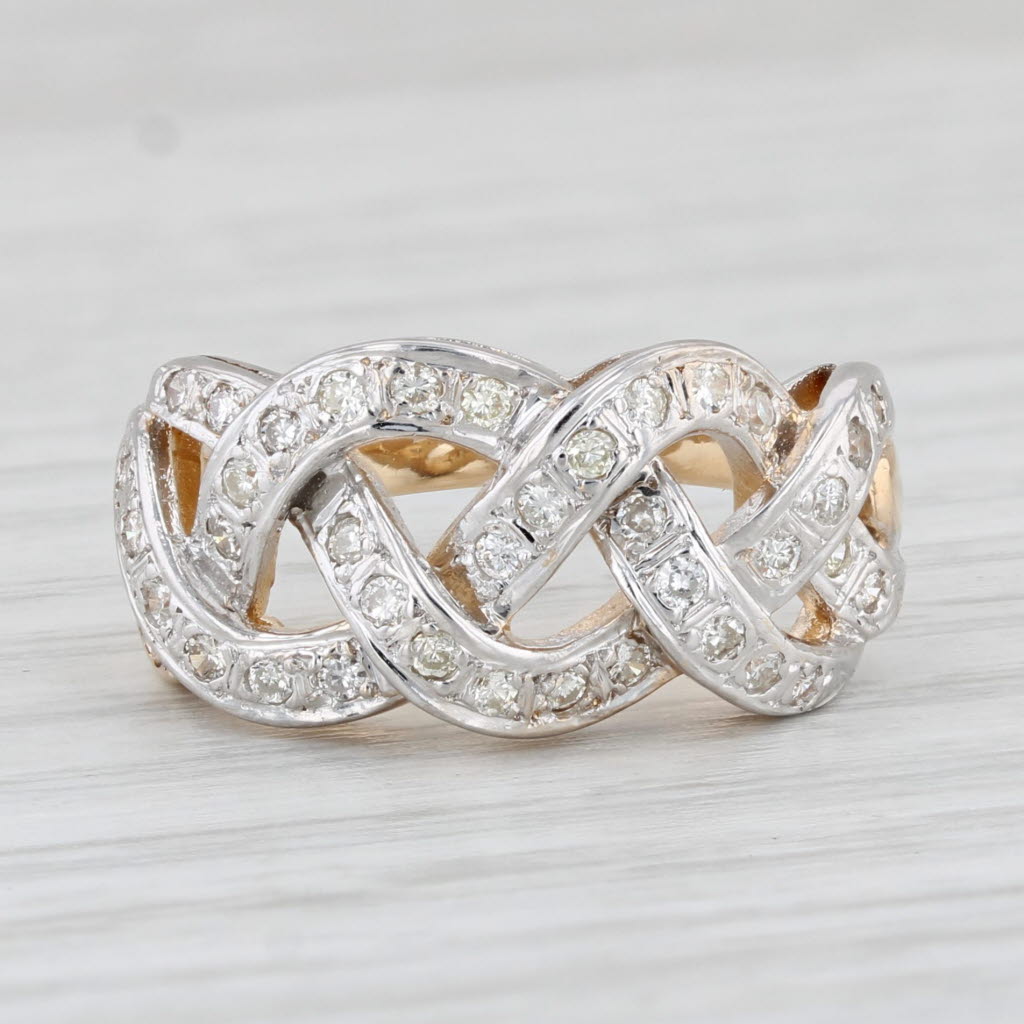 Light Gray 0.40ctw Diamond Knot Work Ring 14k Gold Size 5.5
