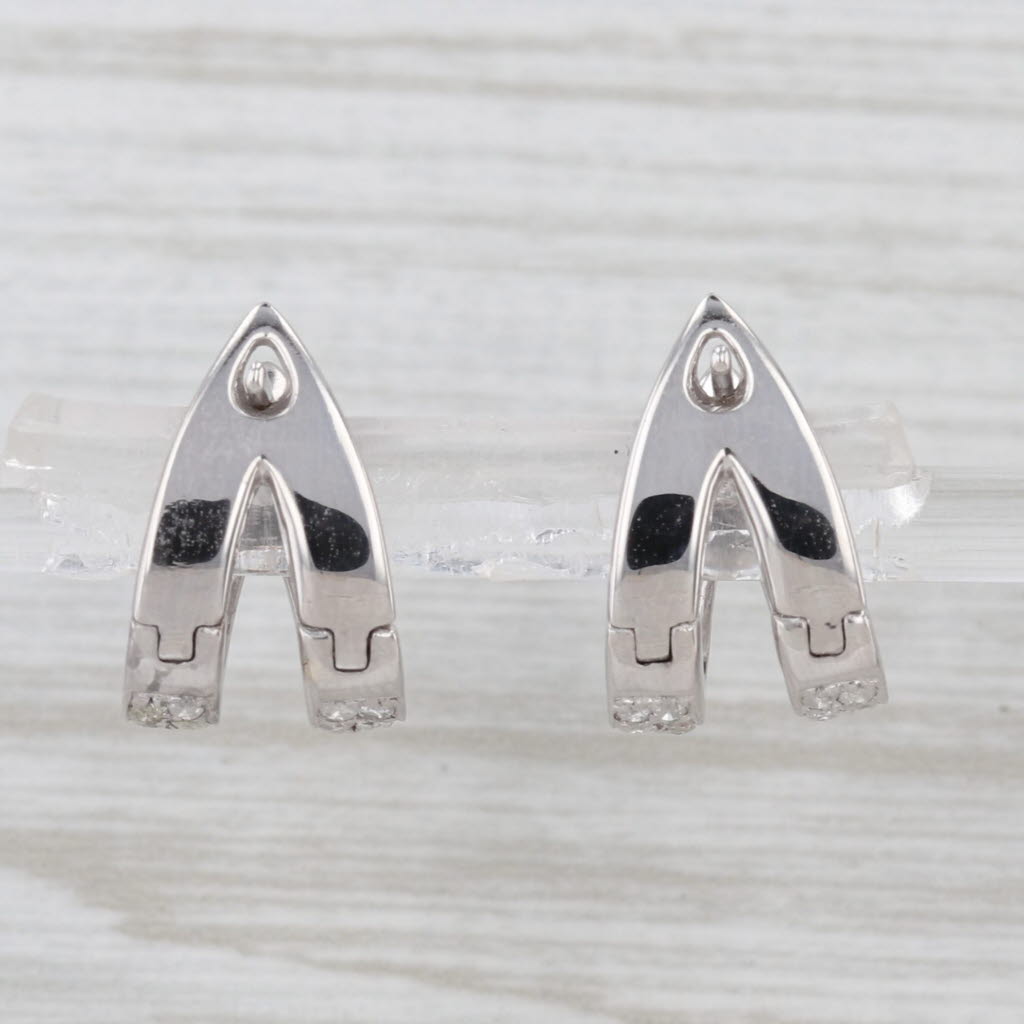 0.75ctw Diamond Hinged Hoop Earrings 18k White Gold Snap Top Drops