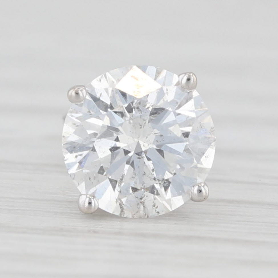 Light Gray 1.04ct Round Diamond Solitaire SINGLE Stud Earring 14k White Gold